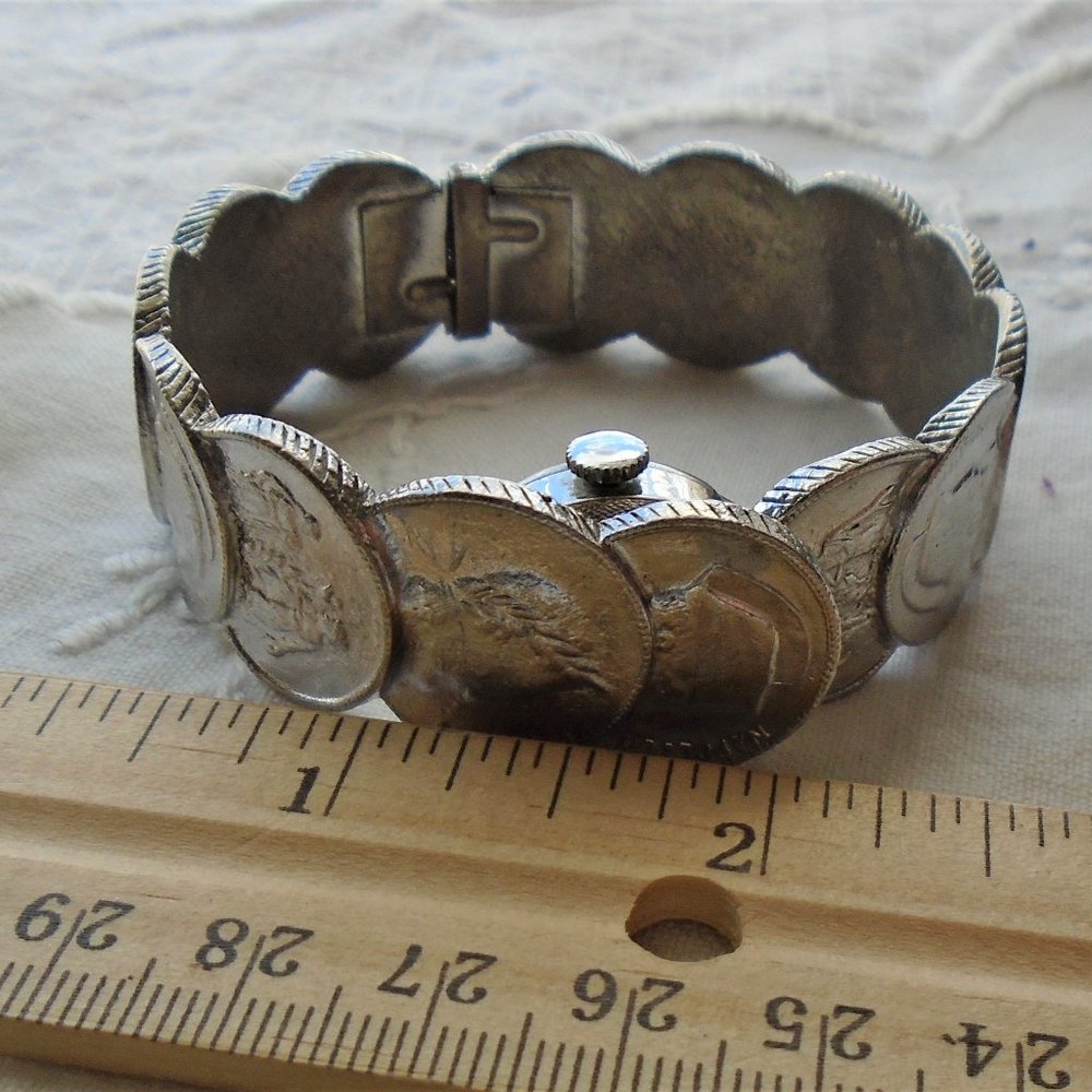 Vintage Norman bangle coin watch swiss made